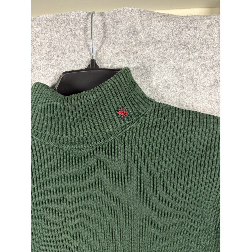 Lauren Ralph Lauren Mens 2X Green Ribbed Cotton Turtleneck Sweater RLL Logo